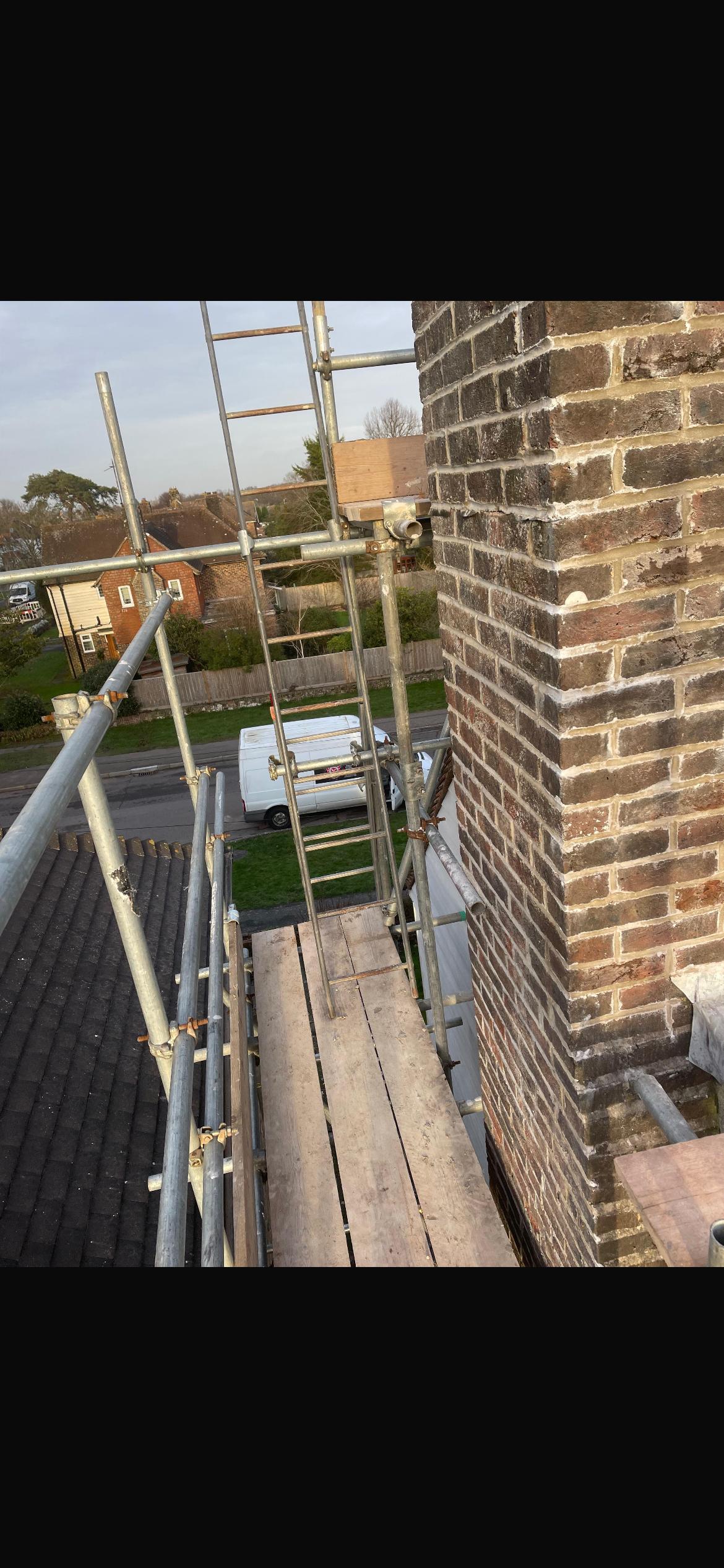 Chimney stack after repointing with fresh mortar